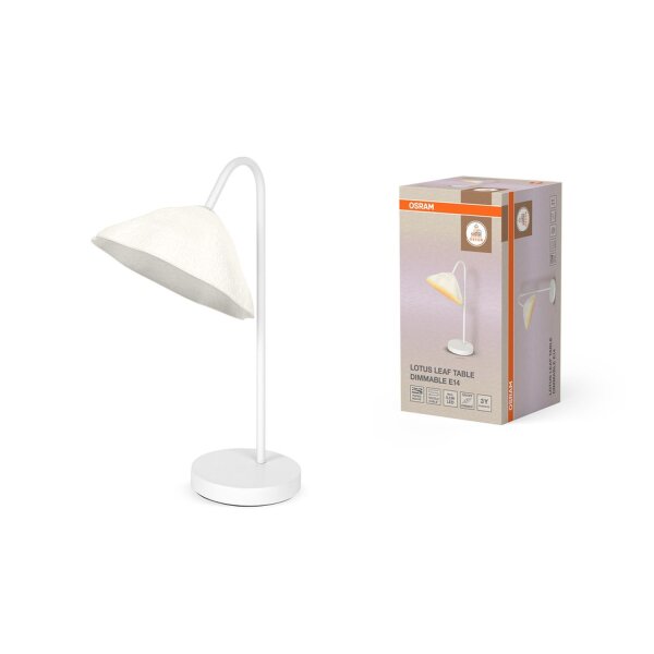 Tischleuchte dimmbar Weiß Pappmaché E14 H:46 cm OSRAM