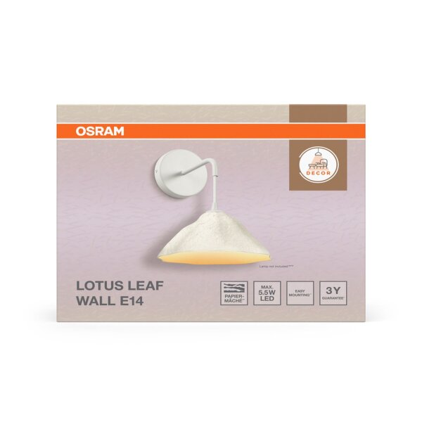 Wandlampe Weiß Pappmaché E14 B:21,9 cm modern OSRAM