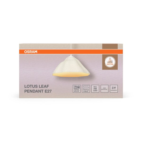 Hängelampe Weiß Pappmaché E27 Ø39,6 cm modern OSRAM