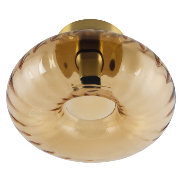 Deckenleuchte Gold Stahl Glas E27 Ø28 cm blendarm OSRAM