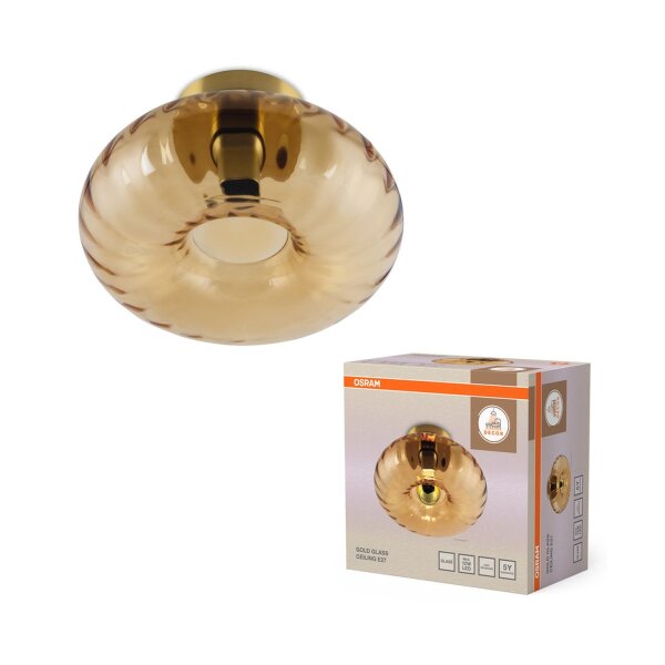 Deckenleuchte Gold Stahl Glas E27 Ø28 cm blendarm OSRAM