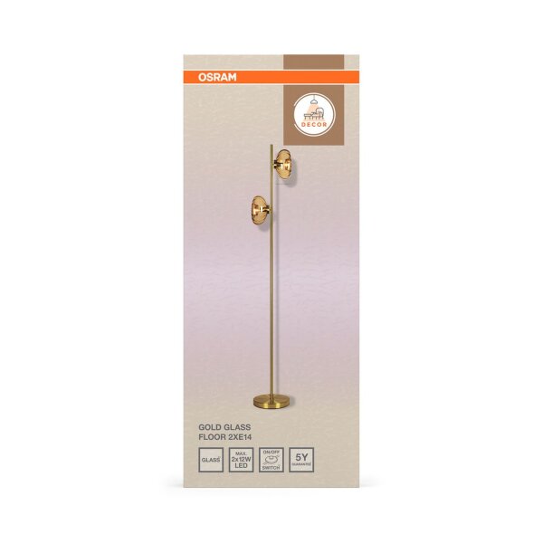 Stehleuchte Gold Metall Glas E14 H:170 cm OSRAM