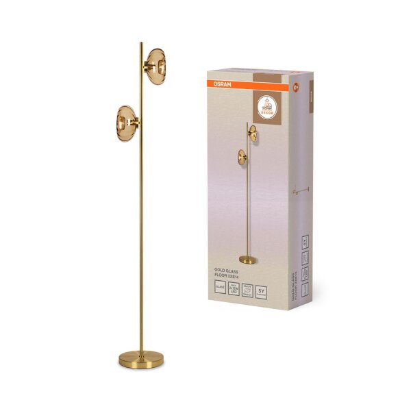 Stehleuchte Gold Metall Glas E14 H:170 cm OSRAM