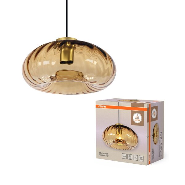 Pendelleuchte Gold Stahl Glas E27 Ø28 cm blendarm OSRAM