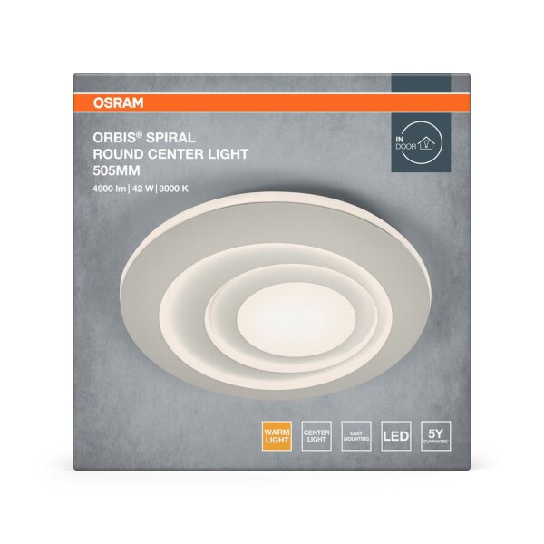 LED Deckenleuchte Weiß Metall 3000K L:50,5cm rund OSRAM