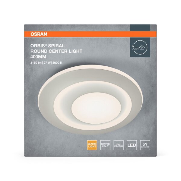 LED Deckenlampe Weiß Metall 3000K rund L:40cm OSRAM