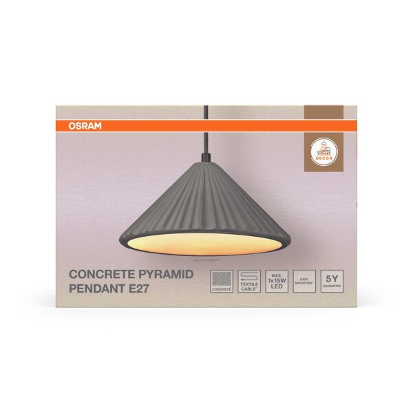 Hängelampe Beton Modern E27 L:25 cm modern OSRAM