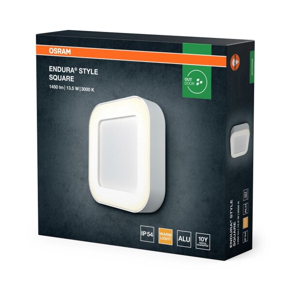 LED Wandlampe Weiß Alu 3000K IP54 B:20,2 cm OSRAM
