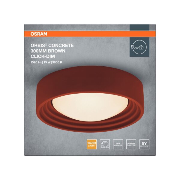 LED Deckenleuchte Click-DIM Braun Beton 3000K OSRAM