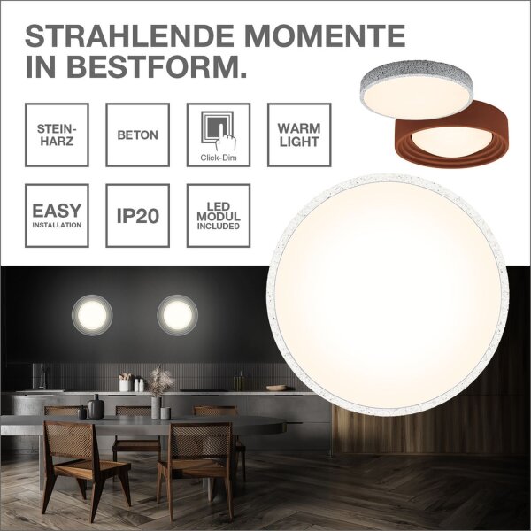 LED Deckenleuchte Click-DIM Braun Beton 3000K OSRAM