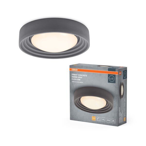 LED Deckenlampe Click-DIM Grau Beton 3000K Ø40cm OSRAM
