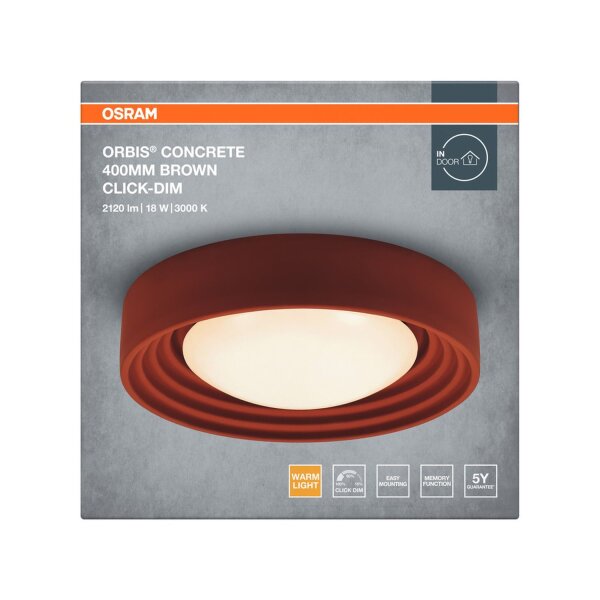 LED Deckenleuchte Click-DIM Beton Braun 3000K OSRAM