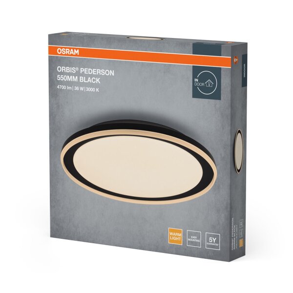 LED Deckenleuchte Schwarz Metall 3000K L:55cm OSRAM