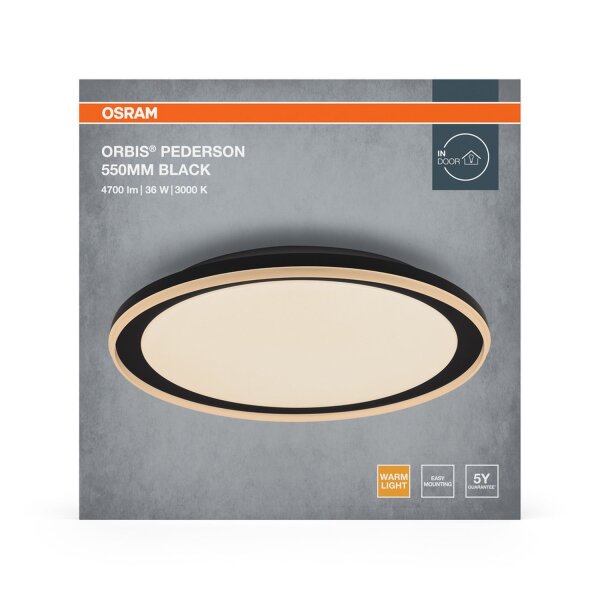 LED Deckenleuchte Schwarz Metall 3000K L:55cm OSRAM