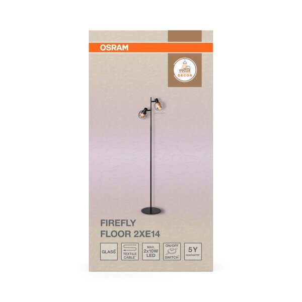 Stehleuchte verstellbar Glas Metall E14 H:140 cm OSRAM
