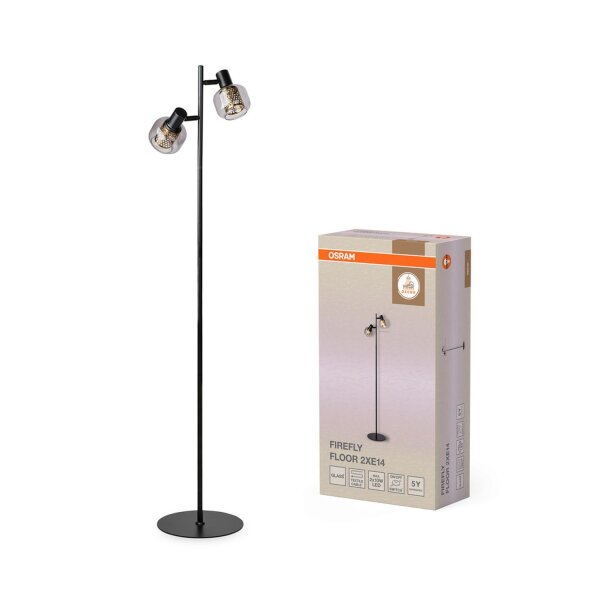 Stehleuchte verstellbar Glas Metall E14 H:140 cm OSRAM