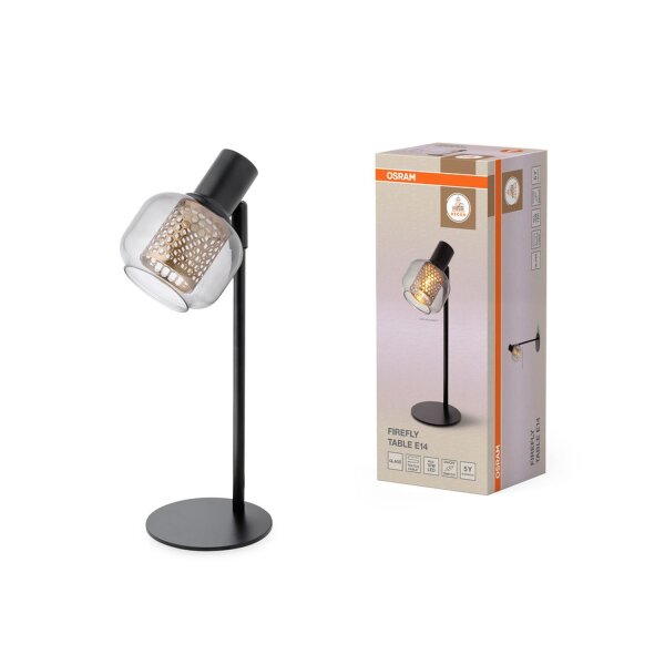 Tischleuchte flexibel Glas Metall E14 H:37,7 cm OSRAM