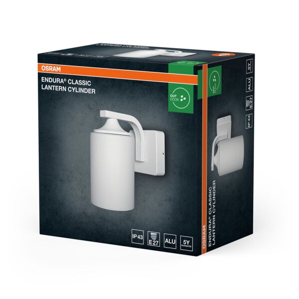 Wandleuchte Weiß Aluminium Glas IP43 E27 H:21 cm OSRAM