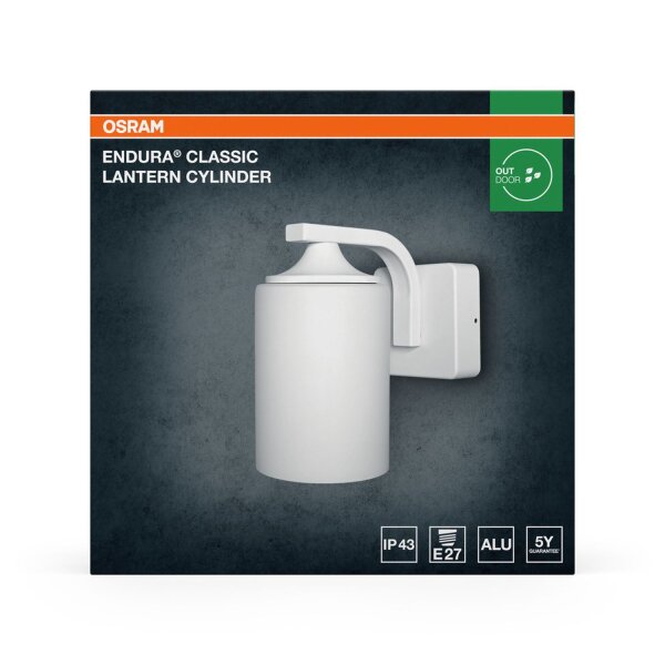 Wandleuchte Weiß Aluminium Glas IP43 E27 H:21 cm OSRAM
