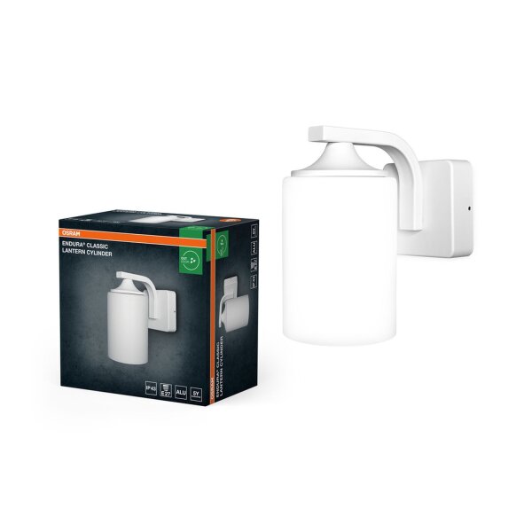 Wandleuchte Weiß Aluminium Glas IP43 E27 H:21 cm OSRAM