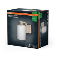 Wandlampe Metall Glas Holzoptik IP43 E27 H:21 cm OSRAM