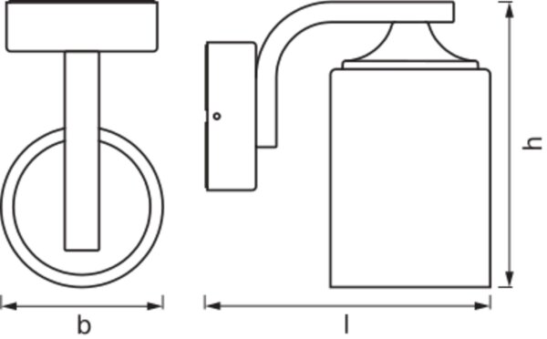 Wandleuchte Schwarz Alu Glas IP43 E27 H:21 cm OSRAM