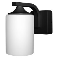 Wandleuchte Schwarz Alu Glas IP43 E27 H:21 cm OSRAM