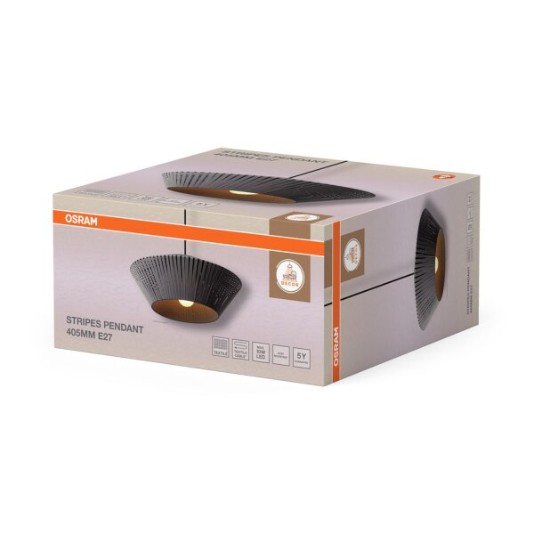 Hängelampe Schwarz Grau E27 Ø40,5 cm rund OSRAM