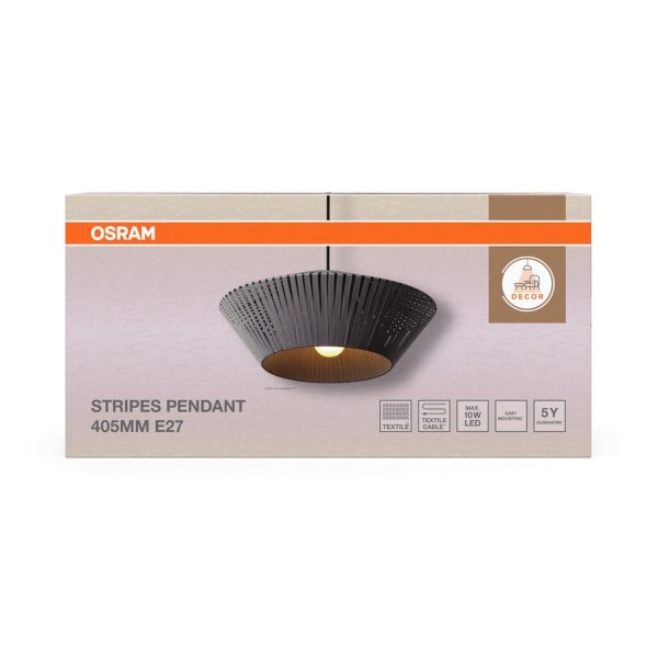 Hängelampe Schwarz Grau E27 Ø40,5 cm rund OSRAM