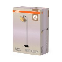Stehlampe Schwarz Stahl Beige E27 H:164 cm OSRAM