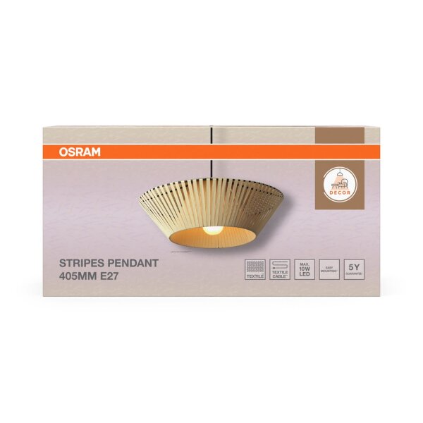 Hängelampe Schwarz Beige E27 Ø40,5 cm modern OSRAM