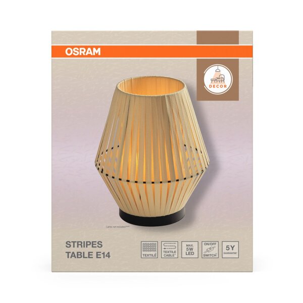 Tischleuchte Schwarz Stahl Beige E14 H:24,5 cm OSRAM