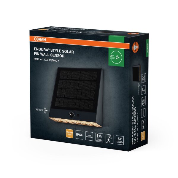 LED Solar Wandlampe dimmbar 3000 K Metall IP54 OSRAM