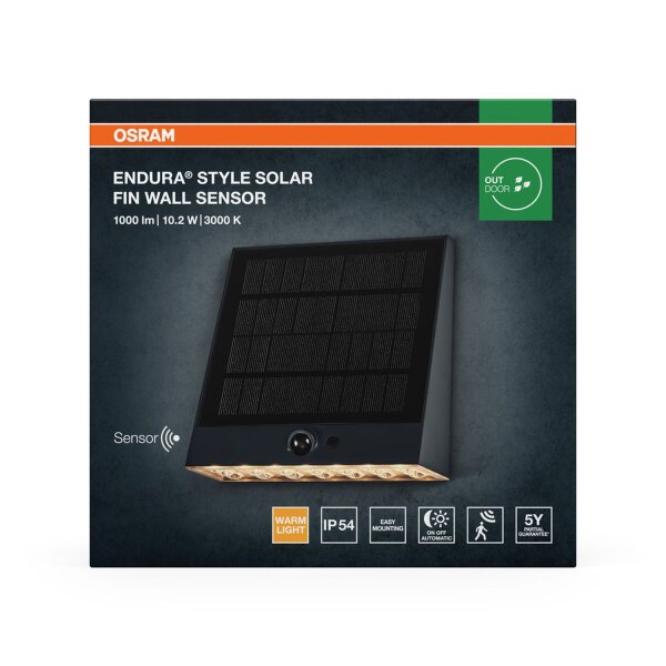 LED Solar Wandlampe dimmbar 3000 K Metall IP54 OSRAM