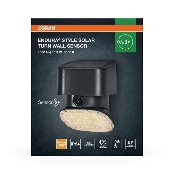 LED Solar Wandlampe dimmbar schwenkbar 3000 K OSRAM