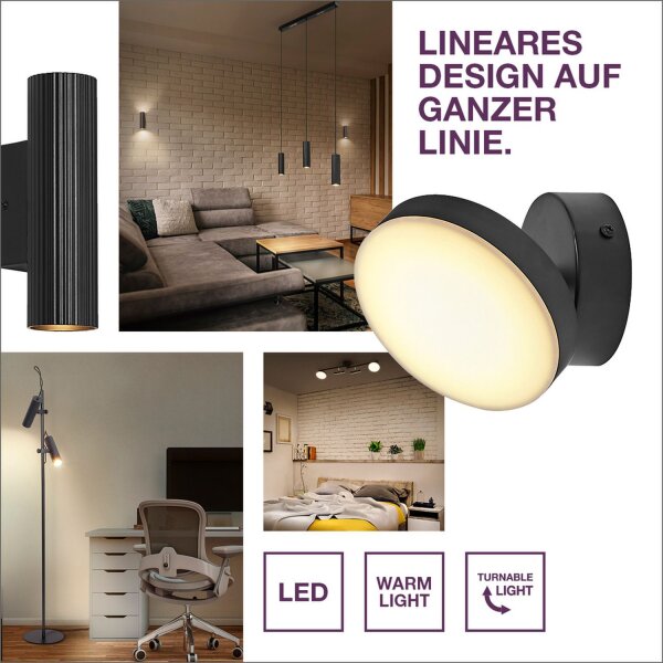 LED Deckenleuchte schwenkbar Schwarz 3000 K OSRAM