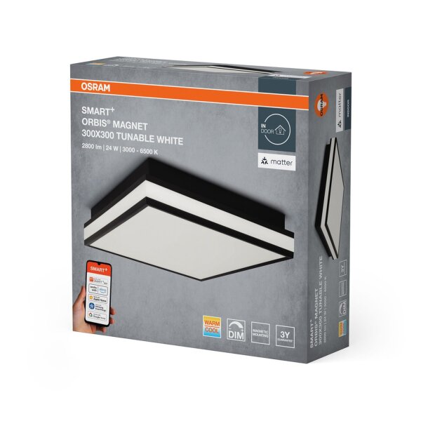 LED Deckenlampe dimmbar Smart+ TW Schwarz L:30cm OSRAM