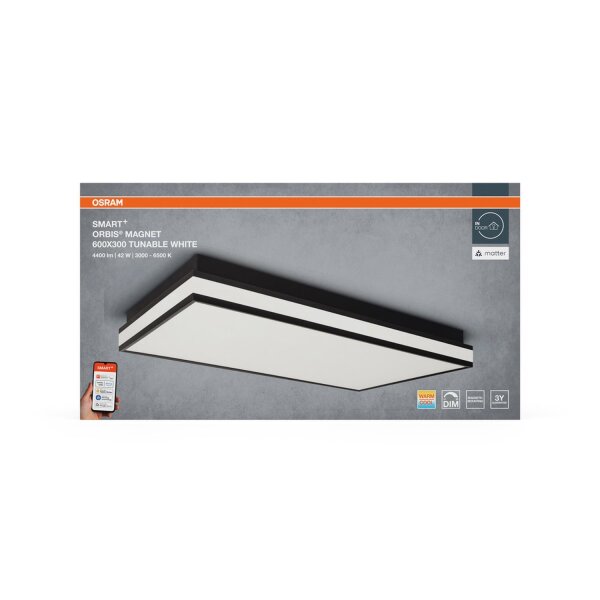 LED Deckenleuchte dimmbar Smart+ TW Schwarz 60 cm OSRAM