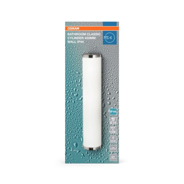 Wandlampe Stahl Chrom Modern E14 IP44 H:45,5 cm OSRAM
