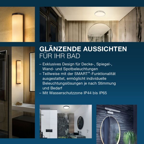 Wandlampe Stahl Chrom Modern E14 IP44 H:45,5 cm OSRAM