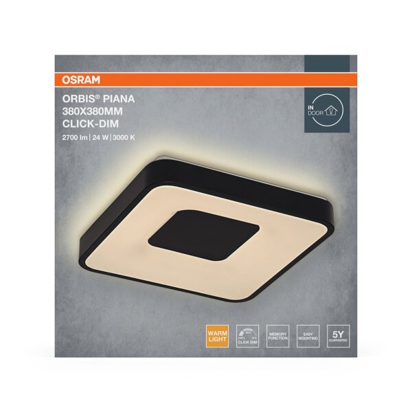LED Deckenleuchte Click-DIM Schwarz 3000K L:38cm OSRAM