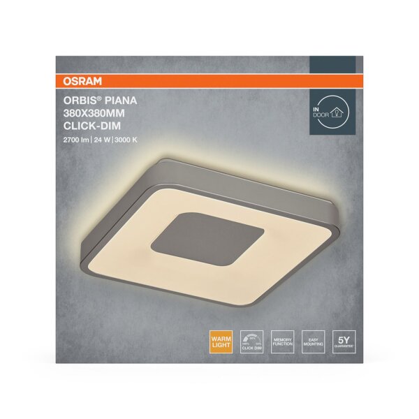LED Deckenlampe Click-DIM Silber 3000K L:38cm OSRAM