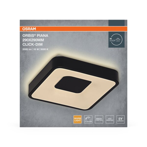 LED Deckenlampe Click-DIM Schwarz 3000K L:29cm OSRAM