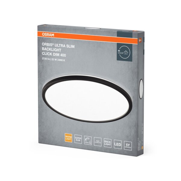 LED Deckenlampe Click-DIM Schwarz 3000K Ø40cm OSRAM