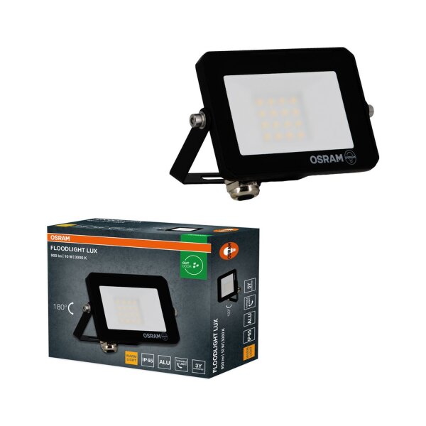 LED Strahler schwenkbar Schwarz Alu 3000K IP65 OSRAM