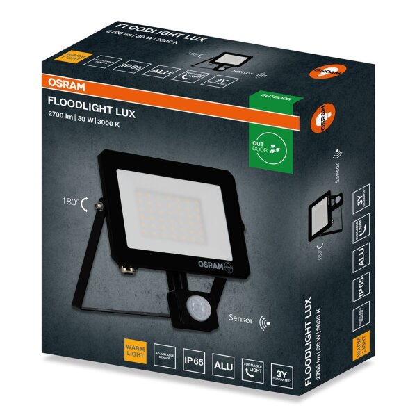 LED Spot Sensor schwenkbar Alu 3000K IP65 L:16cm OSRAM