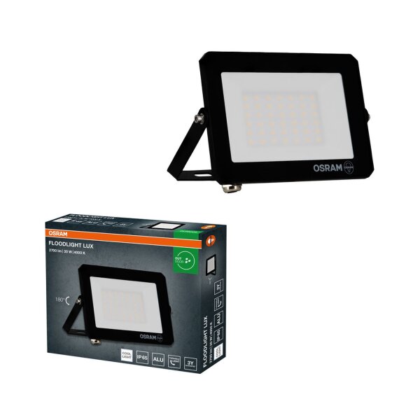 LED Flutlicht schwenkbar Schwarz Alu 4000K IP65 OSRAM