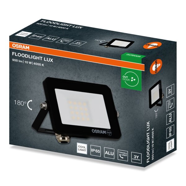 LED Strahler schwenkbar Schwarz Alu 4000 K IP65 OSRAM