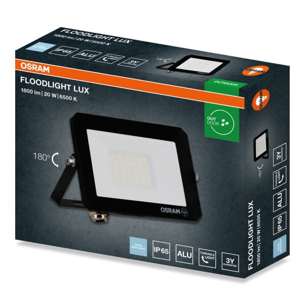LED Flutlicht schwenkbar Schwarz Alu 6500K IP65 OSRAM