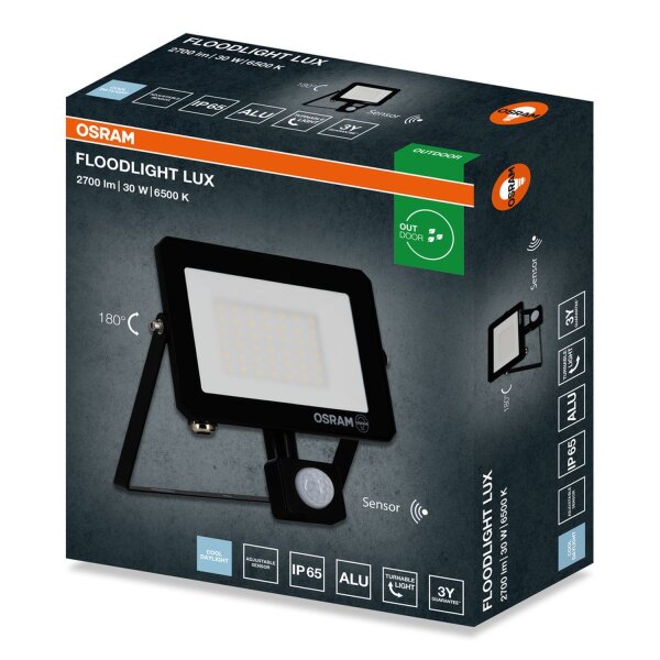 LED Außenstrahler Sensor flexibel Alu 6500K IP65 OSRAM